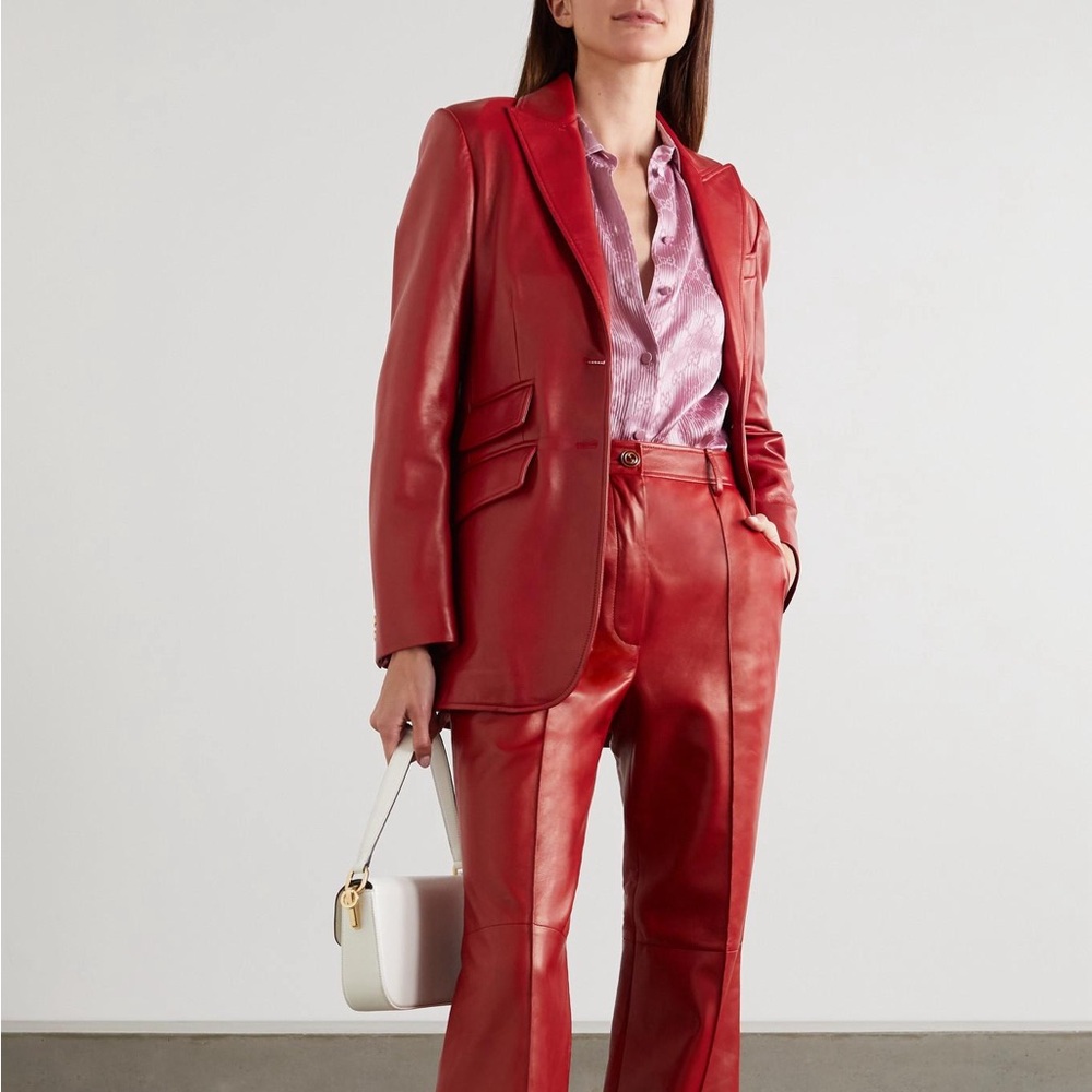 Gucci Red Leather Blazer